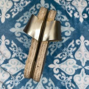 Copper toned cork sandals